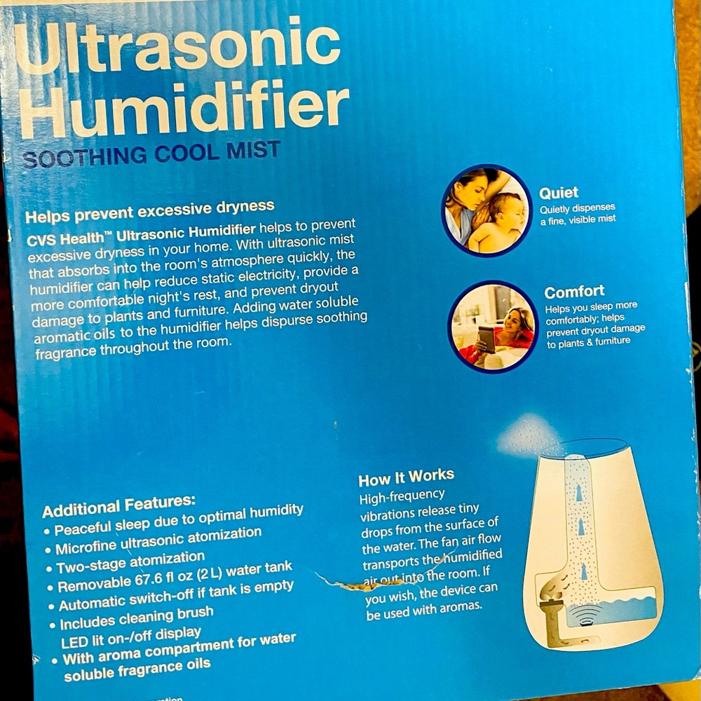 CVS HEALTH ULTRASONIC HUMIDIFIER SOOTHING COOL MIST